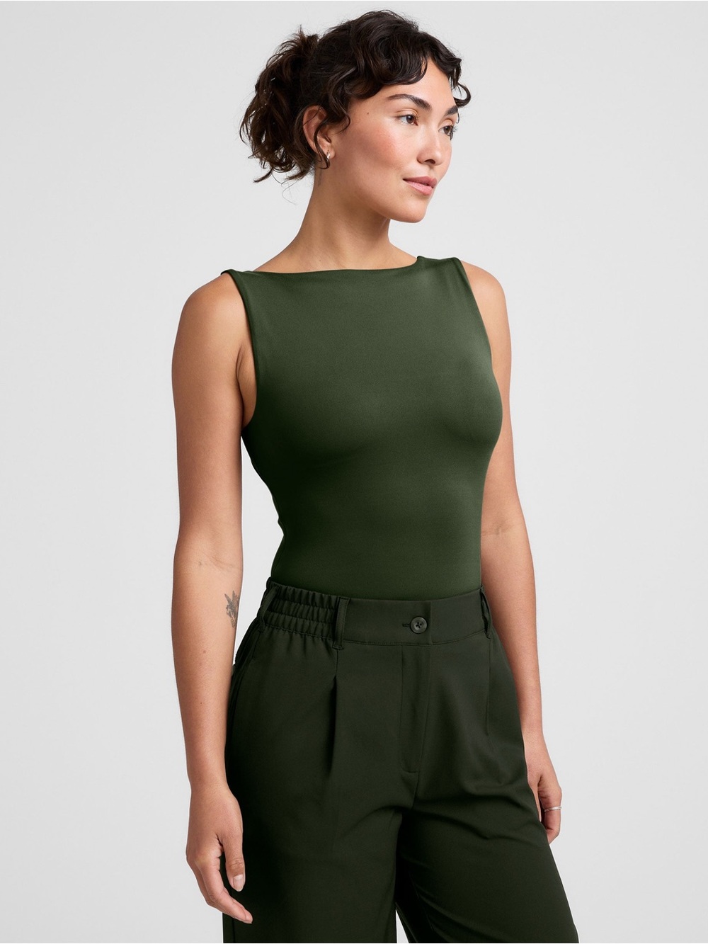 Beyond Yoga Olive Green Eclipse Open Back Tank
